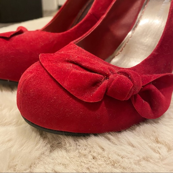 NWOB JustFab Magda Red Soft Stiletto Round Toe Heel with Side Bow size 9 - Picture 6 of 10
